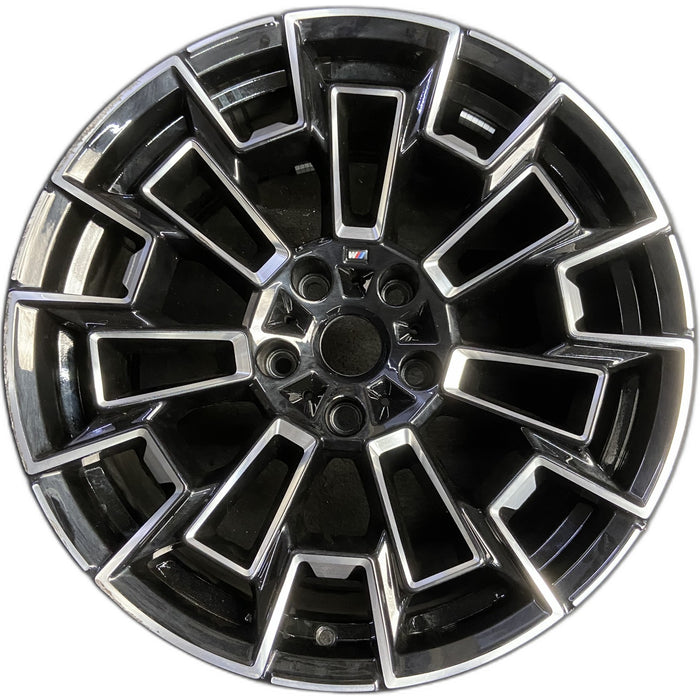 20" BMW M5 25-26 20x10.5, 7 spoke Original OEM Wheel Rim - MACHINED BLACK - Front View