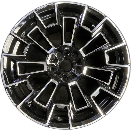20" BMW M5 25-26 20x10.5, 7 spoke Original OEM Wheel Rim - MACHINED BLACK - Front View