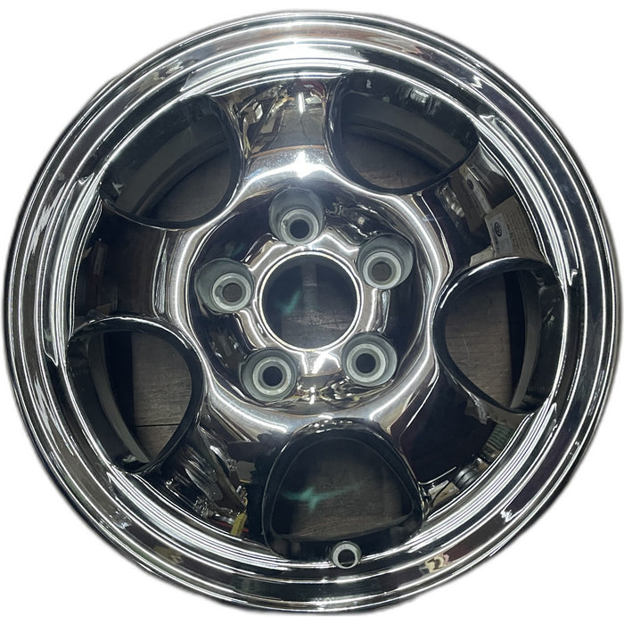 15" CR-V 01 , alloy, 5 spoke, center cap H Original OEM Wheel Rim - CHROME - Front View