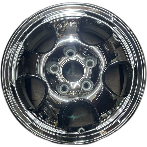 15" CR-V 01 , alloy, 5 spoke, center cap H Original OEM Wheel Rim - CHROME - Front View