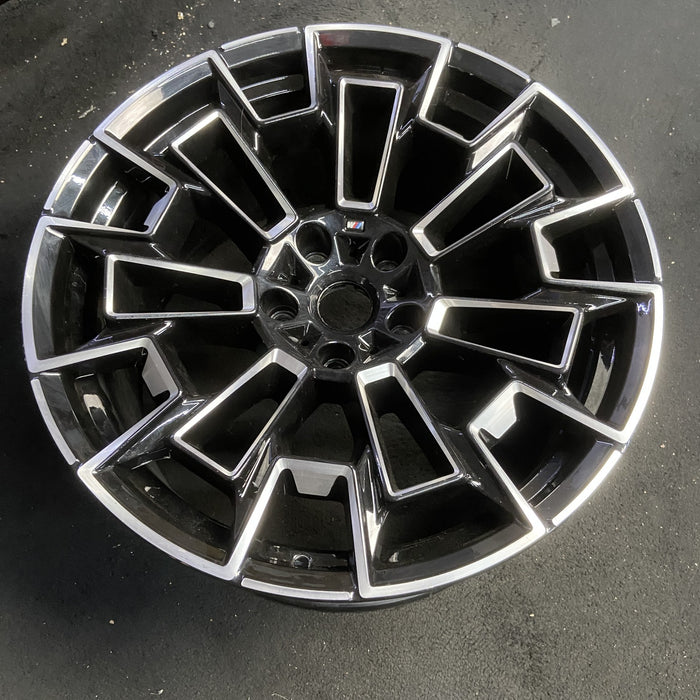 21" BMW M5 25-26 21x11, 7 spoke Original OEM Wheel Rim - MACHINED BLACK - View 7