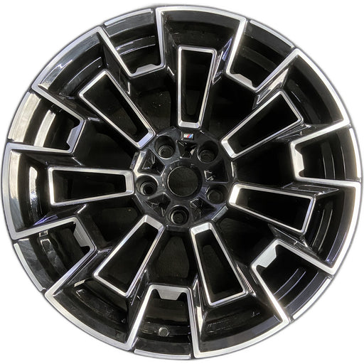 21" BMW M5 25-26 21x11, 7 spoke Original OEM Wheel Rim - MACHINED BLACK - Front View