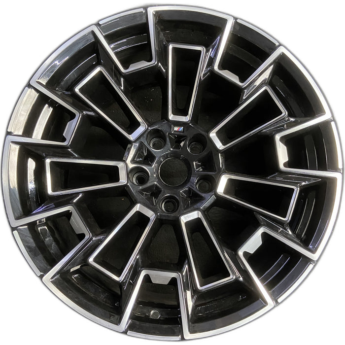 21" BMW M5 25-26 21x11, 7 spoke Original OEM Wheel Rim - MACHINED BLACK - Front View