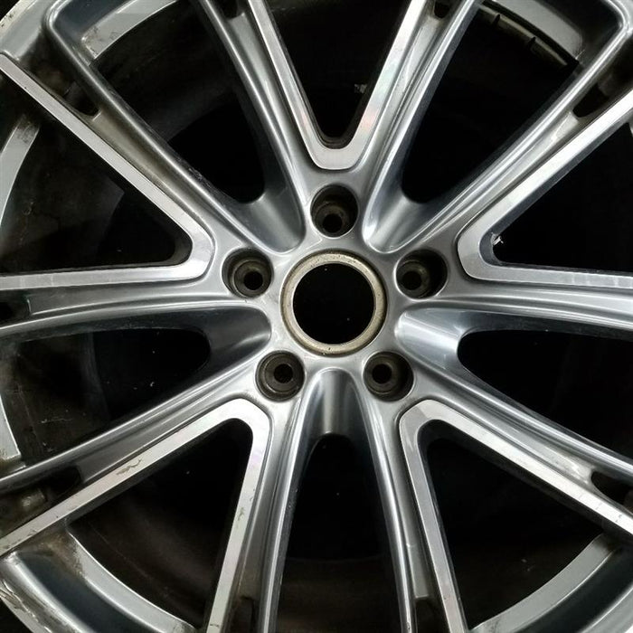 21" PORSCHE PANAMERA 17-20 alloy 21x11.5 5 spoke V spoke dark gray Original OEM - Angle View