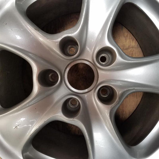 18" PORSCHE 911 99-01 18x10, 5 flared spokes Original OEM Wheel Rim - Angle View