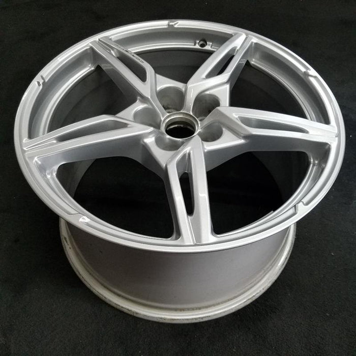 20" CORVETTE 20-22 rear 20x11 5 spoke gloss silver opt Q8P Original OEM Wheel - Close-Up Detail