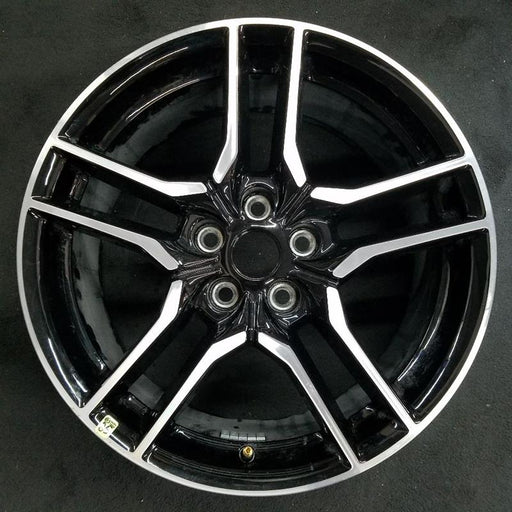 18" MUSTANG 18-23 18x8 , 10 spoke Original OEM Wheel Rim - MACHINED BLACK - Front View