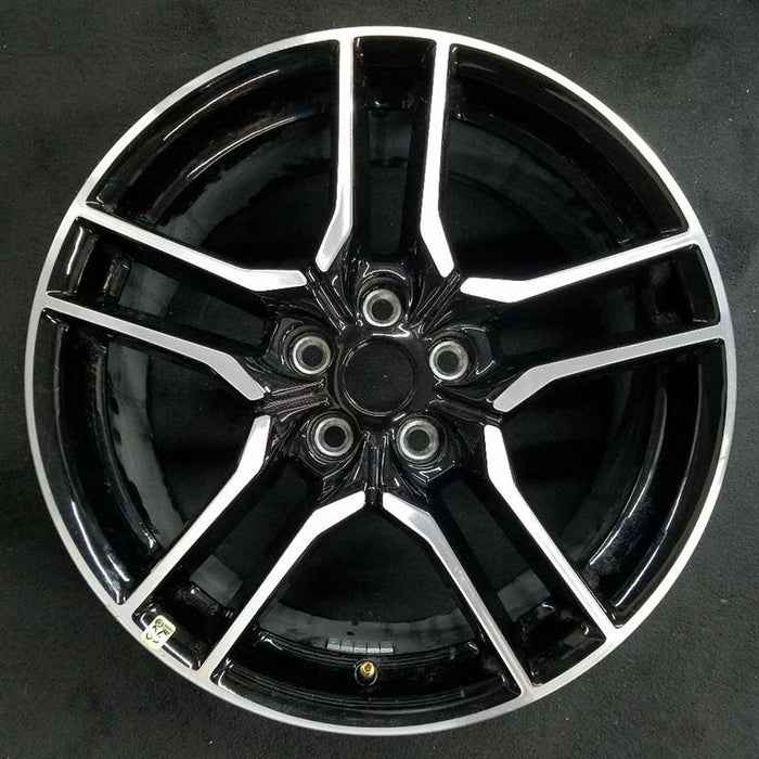 18" MUSTANG 18-23 18x8 , 10 spoke Original OEM Wheel Rim - MACHINED BLACK - Front View