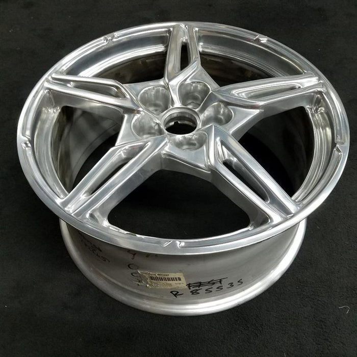 19" CORVETTE 20-22 frt 19x8.5 5 spoke gloss silver opt Q8P Original OEM Wheel - Side Profile