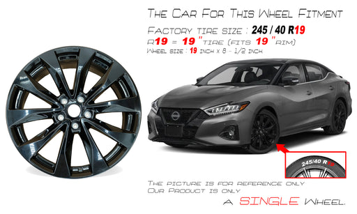 19” NEW Single 19x8.5 Gloss Black Wheel for Nissan Maxima 2016-2023 OE Style - Angle View