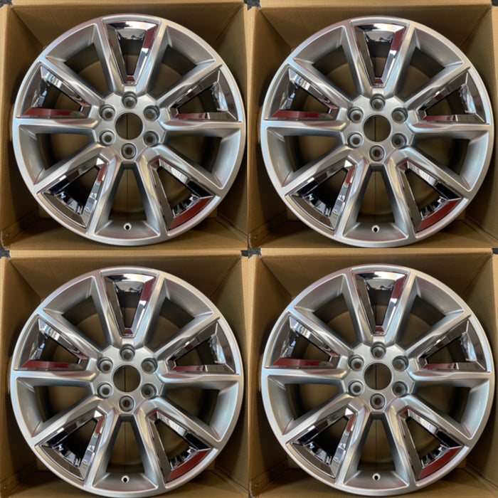 22" SET OF 4 Wheels For 2015-2020 Chevy Silverado 1500 Suburban Tahoe Hyper Silver OEM Quality Replacement Rim