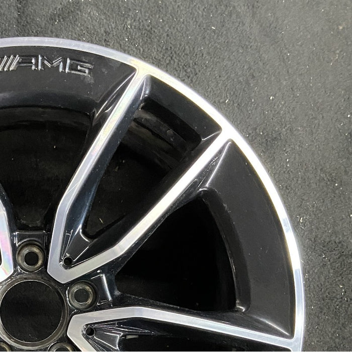 19" MERCEDES C-CLASS 20-21 205 Type C43 Cvertible 19x8.5 10 spoke machined face with black accent Original OEM Wheel Rim