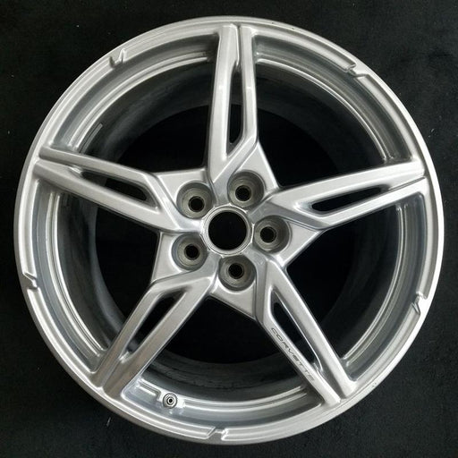 20" CORVETTE 20-22 rear 20x11 5 spoke gloss silver opt Q8P Original OEM Wheel - Front View