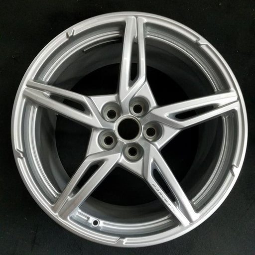 20" CORVETTE 20-22 rear 20x11 5 spoke gloss silver opt Q8P Original OEM Wheel - Front View
