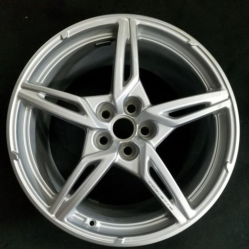 20" CORVETTE 20-22 rear 20x11 5 spoke gloss silver opt Q8P Original OEM Wheel - Front View