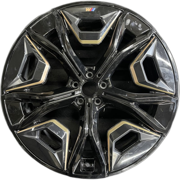 22" BMW IX 22 22x9-1/2 5 Y spoke black with gray inserts Original OEM Wheel Rim